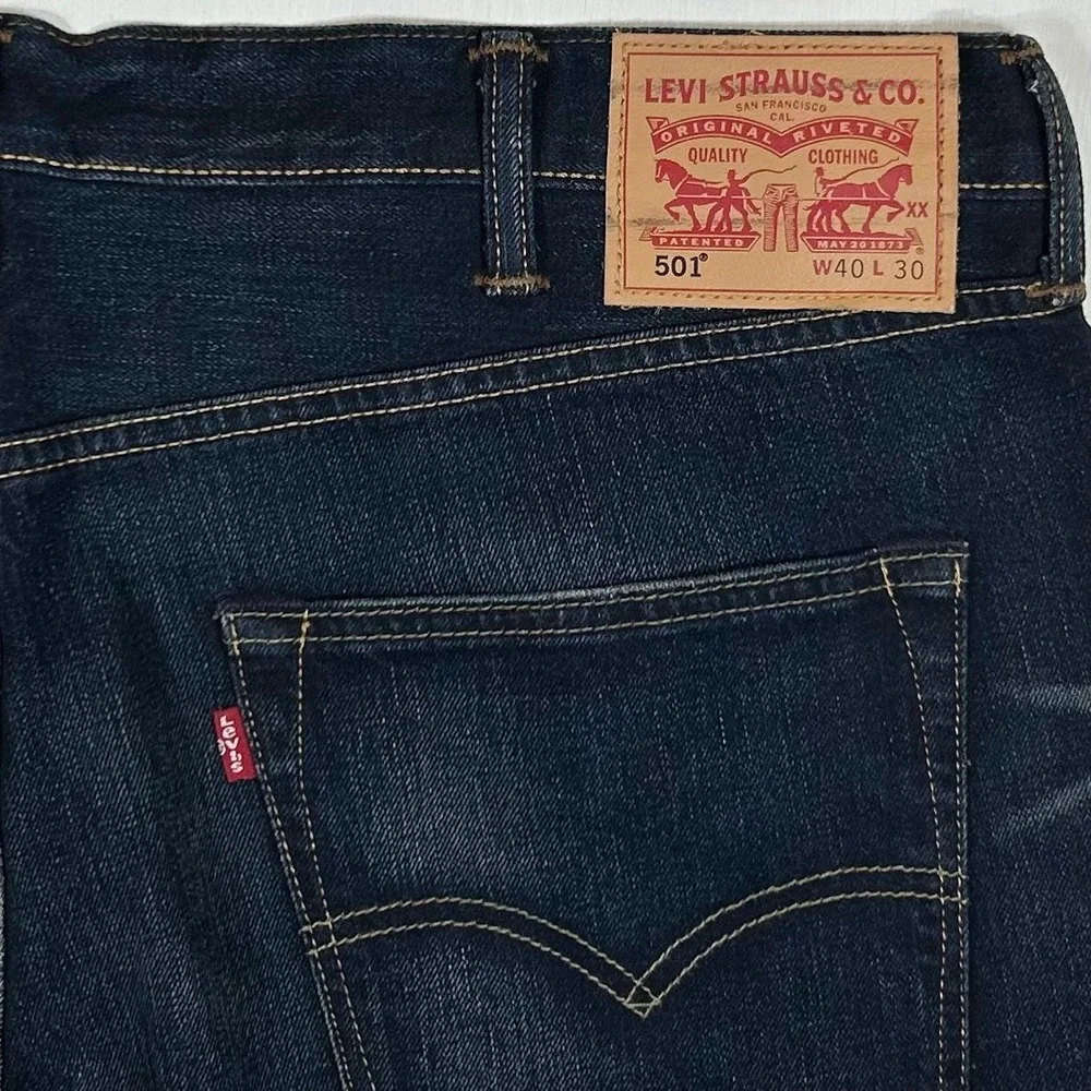Levis 501 Original Fit Jeans Dark Wash Indigo 100% Cotton 40x30 005011883